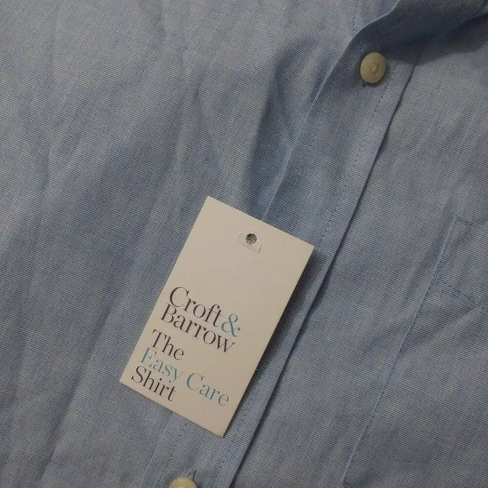 Croft & Barrow Men's Medium Shirt NEW WITH TAGS Easy Care‎ Light Blue Button Up